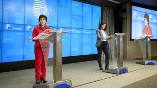 La présidente portugaise du Conseil, la ministre Maria do Ceu Antunes, a salué des avancées dans les négociations avec le Parlement européen lors du « supertrilogue » du 26 mars. © European Union La présidente portugaise du Conseil, la ministre Maria do Ceu Antunes, a salué des avancées dans les négociations avec le Parlement européen lors du « supertrilogue » du 26 mars. © European Union